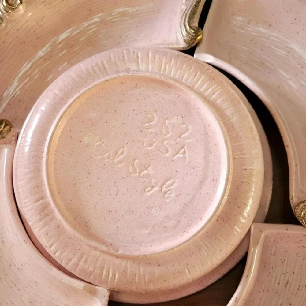 Vintage California‎ Pottery Serving dishes on a Lazy Susan